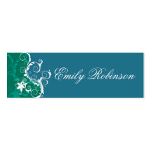 Elegant Blue, Green and White Flowers Business Card