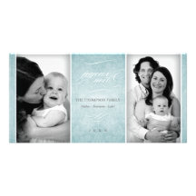 Elegant Blue "Joyeux Noël" photo card