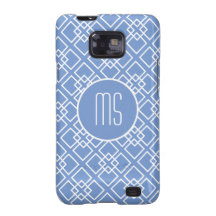 Elegant Blue Monogram Pattern Samsung Galaxy S2 Cover