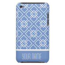 Elegant Blue Monogram Pattern Barely There iPod Cases