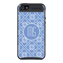 Elegant Blue Monogram Pattern Covers For iPhone 5