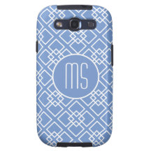 Elegant Blue Monogram Pattern Galaxy S3 Case