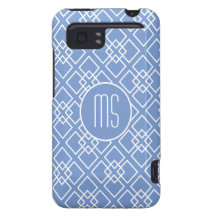 Elegant Blue Monogram Pattern HTC Vivid Covers