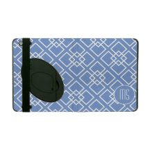 Elegant Blue Monogram Pattern iPad Case
