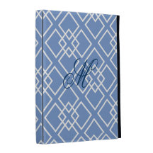 Elegant Blue Monogram Pattern iPad Folio Covers