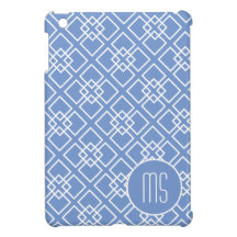 Elegant Blue Monogram Pattern iPad Mini Cases