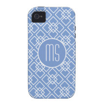 Elegant Blue Monogram Pattern iPhone 4/4S Cover