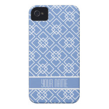 Elegant Blue Monogram Pattern iPhone 4 Cases