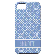 Elegant Blue Monogram Pattern iPhone 5 Cover