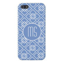 Elegant Blue Monogram Pattern iPhone 5 Cover
