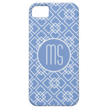Elegant Blue Monogram Pattern iPhone 5 Cover