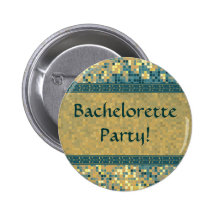 Elegant blue mosaic bachelorette party button