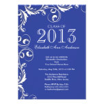Elegant Blue White Graduation Party Invitation