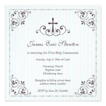 Elegant boys christening/baptism/first communion personalized announcement
