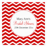 Elegant Bridal Shower Red Chevron Pattern Personalized Invite