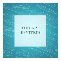 Elegant Bridal Shower Sheet Music Blue Personalized Invitation