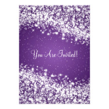 Elegant Bridal Shower Sparkling Wave Purple Custom Invitation