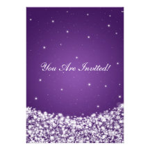 Elegant Bridal Shower Star Sparkle Purple Personalized Invites