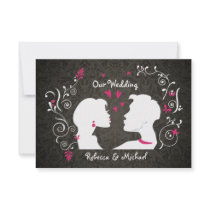 Elegant Bride and Groom "pucker up" RSVP cards Custom Invitations