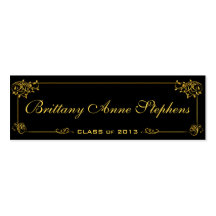 Elegant Bright Gold Graduation Name Card Insert Business Card Template