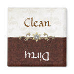 Elegant Brown and Cream Damask Dishwasher Magnet