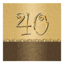 elegant brown cream 40th party personalized invite