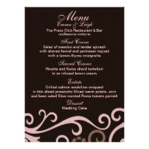 Elegant Brown & Cream Swirl Wedding Menu template Custom Announcement