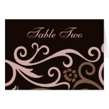 Elegant Brown & Cream Swirl Wedding Seating Card
