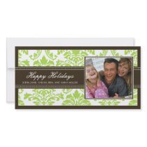 Elegant Brown & Lime Damask Custom Happy Holidays