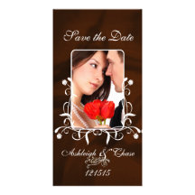 Elegant Brown Satin Save the DateYour Photo Photo Cards