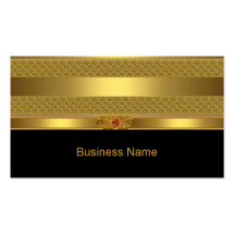 Elegant Business Card Gold Deco Red Jewel Image