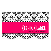 Elegant Business Card Pink Damask