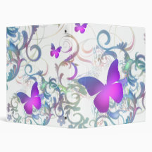 Elegant Butterfly Swirl Vinyl Binder