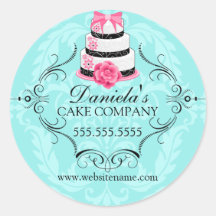 Elegant Cake and Damask Bakery Stickers