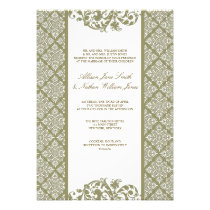 Elegant Cedar Olive Damask Wedding Invitation invitations