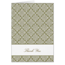 Elegant Cedar Olive Green Damask Thank You Card cards