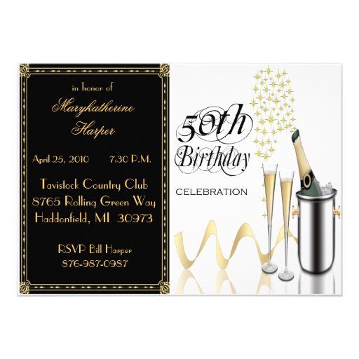 Elegant Champagne 50th Birthday Party Invitation at Zazzle.ca Elegant Champagne 50th Birthday Party Invitation at Zazzle.ca