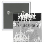 elegant chandelier black white damask button
