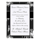 elegant chandelier black white damask design announcement