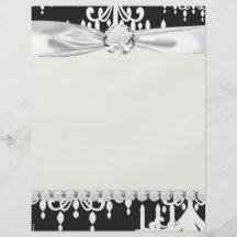 elegant chandelier black white damask personalized flyer