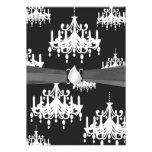 elegant chandelier black white damask personalized announcement