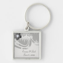 elegant chandelier black white damask keychains