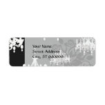 elegant chandelier black white damask custom return address labels