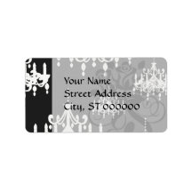 elegant chandelier black white damask personalized address label