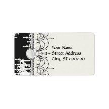 elegant chandelier black white damask address labels