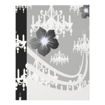 elegant chandelier black white damask custom letterhead