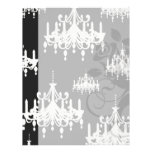 elegant chandelier black white damask letterhead design
