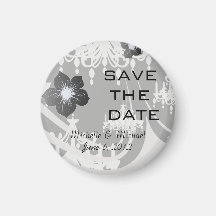 elegant chandelier black white damask fridge magnets