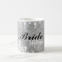 elegant chandelier black white damask mugs