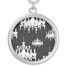 elegant chandelier black white damask necklaces